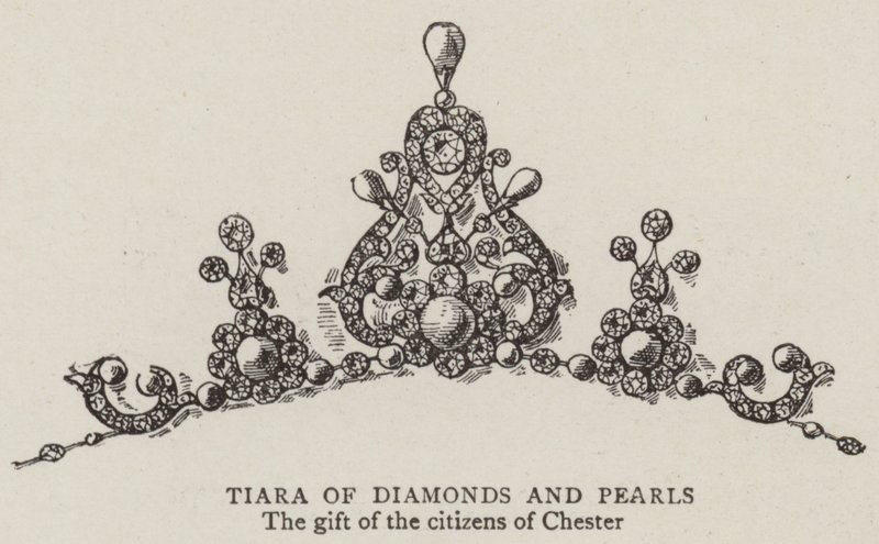 Tiara af diamanter og perler (gravering) af English School