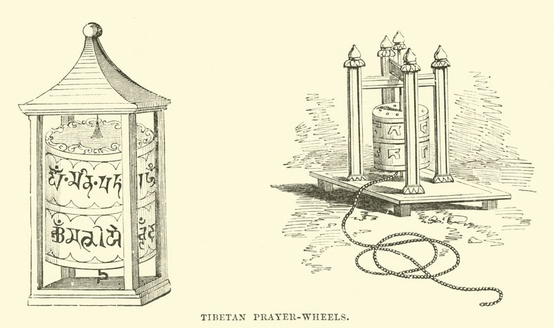 Tibetan prayer-wheels  af English School