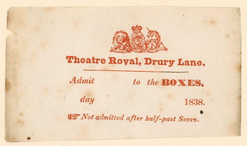 Billet til Drury Lane Theatre, London af English School