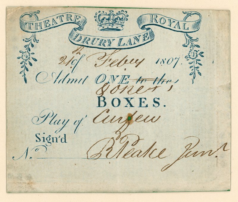 Billet til Drury Lane Theatre, London af English School