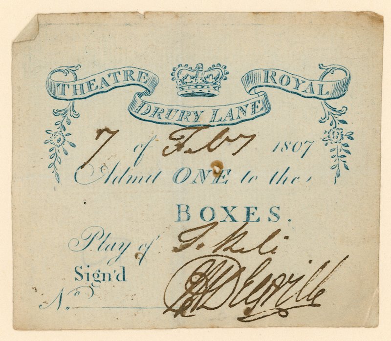 Billet til Drury Lane Theatre, London af English School