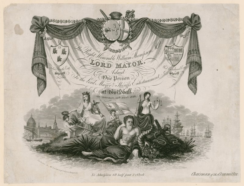 Billet til adgang til Lord Mayors Entertainment den 10. november 1828 af English School