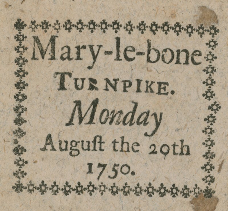 Billet til Mary-le-Bone Turnpike af English School