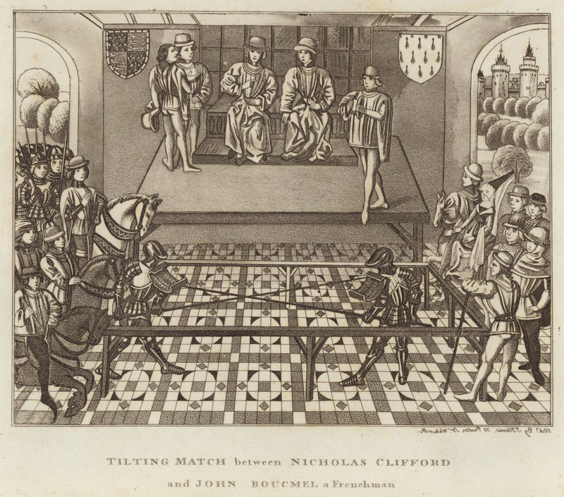 Vippekamp mellem Nicholas Clifford og John Boucmel, en franskmand af English School