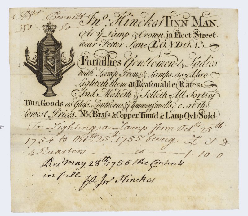 Blikmand, John Hinckes, handelskort af English School