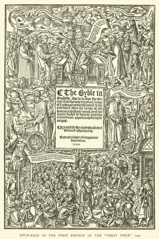 Titelblad til den første udgave af Den Store Bibel, 1539 af English School