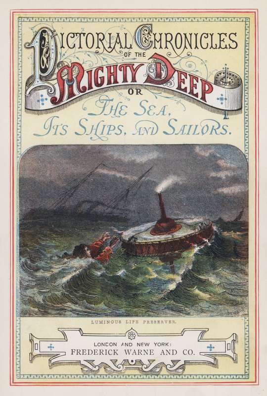 Titelside til Pictorial Chronicles of the Mighty Deep (farvet indgravering) af English School