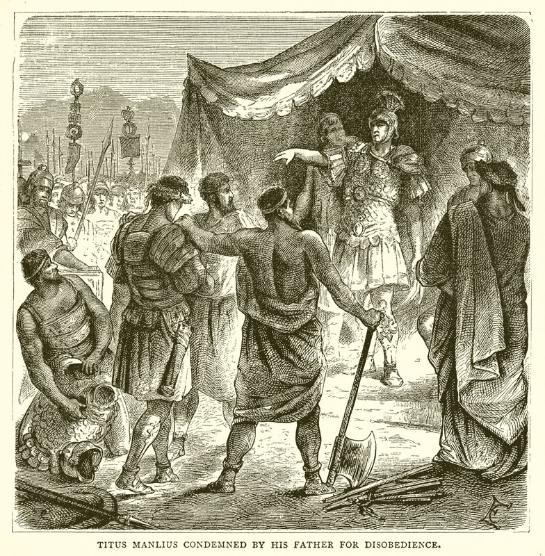 Titus Manlius fordømt af sin far for ulydighed af English School