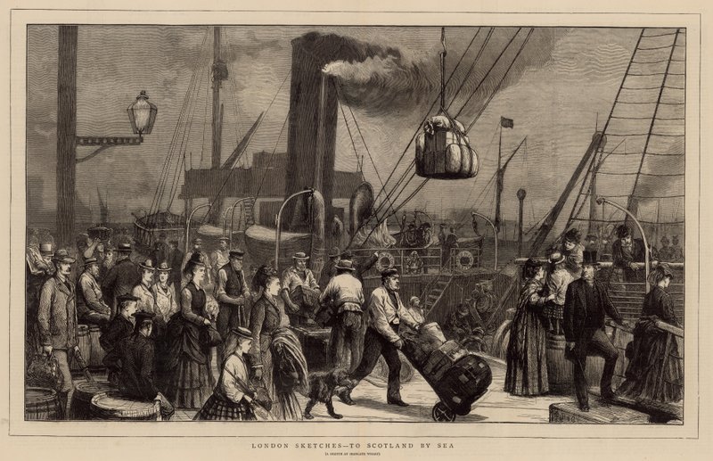 To Scotland by Sea - en skitse ved Irongate Wharf af English School