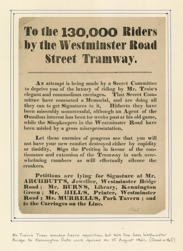 Til de 130.000 ryttere ved Westminster Road Street Tramway af English School