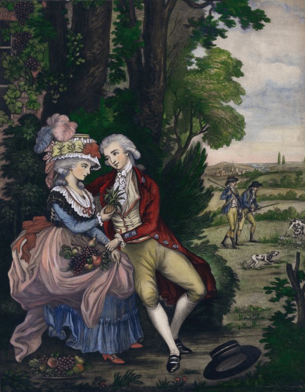 Tom Jones og Sophia Western, scene fra Henry Fieldings tegneserie The History of Tom Jones, a Foundling af English School