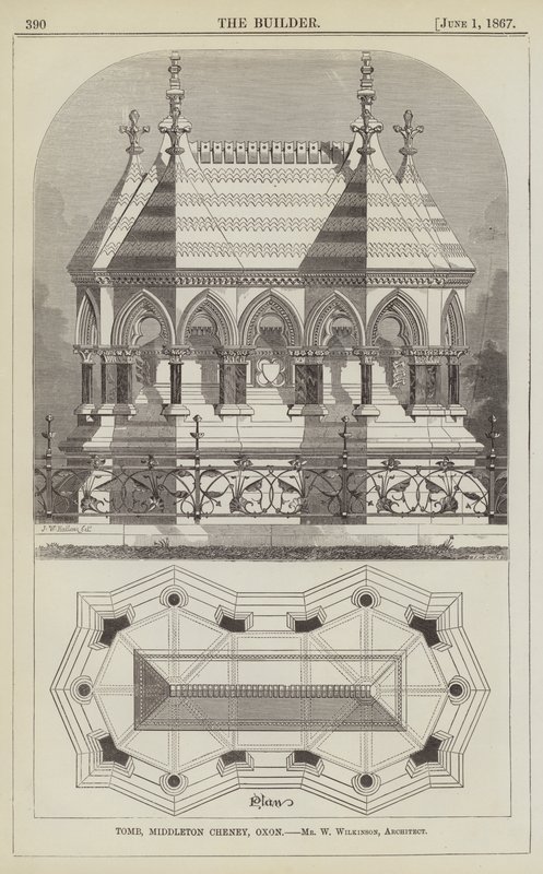 Tomb, Middleton Cheney, Oxon, Mr. W Wilkinson, arkitekt (gravering) af English School