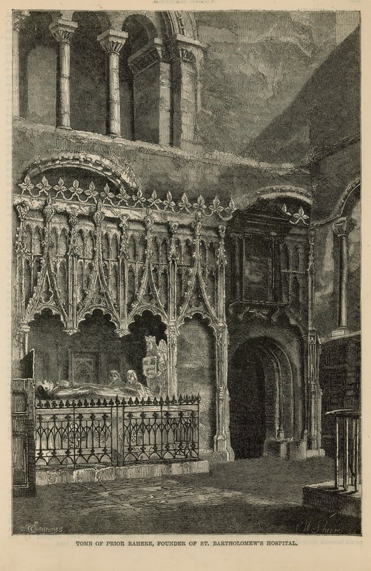 Grav af Prior Rahere, grundlægger af St Bartholomews Hospital af English School