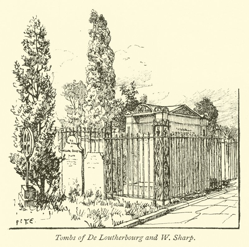 Tombs of De Loutherbourg and W Sharp  af English School