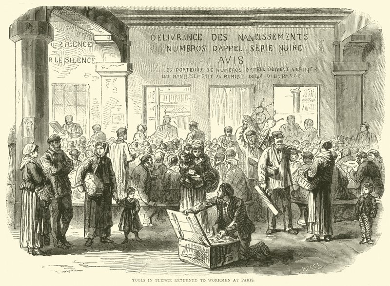 Tools in Pledge vendte tilbage til arbejderne i Paris, december 1870 af English School