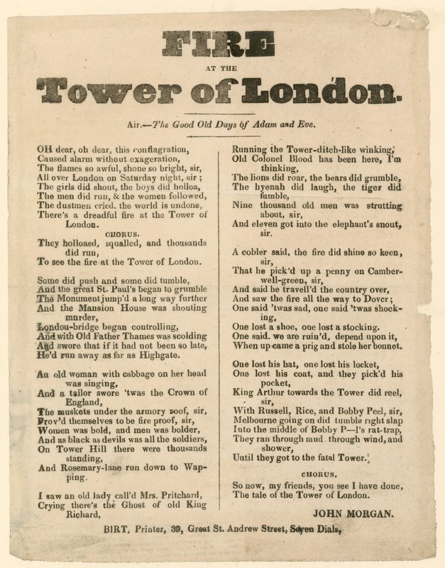 Tower of London Fire, 1841 af English School