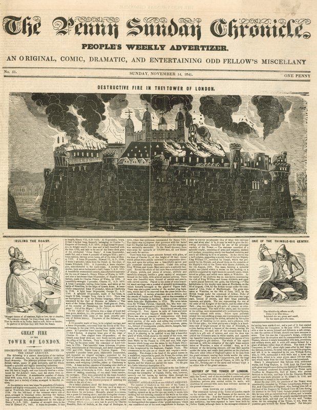 Tower of London Fire, 1841 af English School