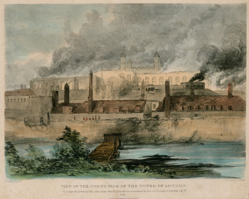 Tower of London Fire, 1841 af English School