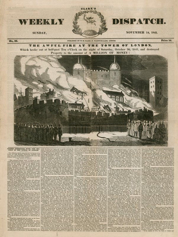 Tower of London Fire, 1841 af English School