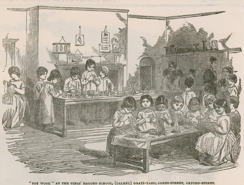 Legetøjsarbejde på pigeskolen, (Camel) Grays Yard, James Street, Oxford Street af English School