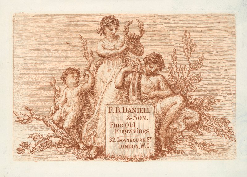 Varekort for F B Daniell  Son, fine gamle graveringer, London (gravering) af English School
