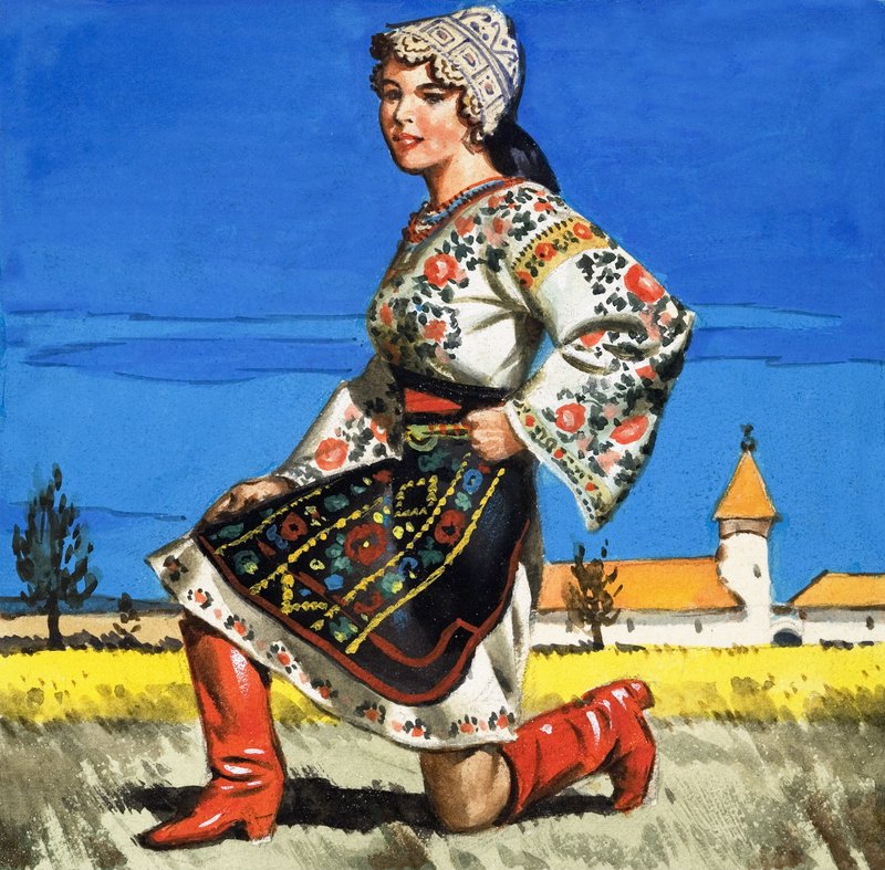 Traditionelt kostume i Ukraine af English School