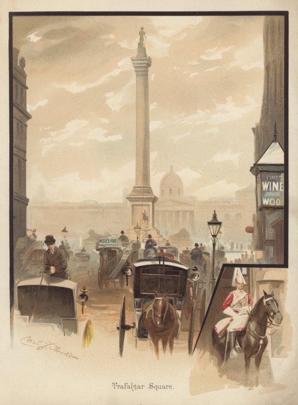 Trafalgar Square, London (chromolitho) af English School