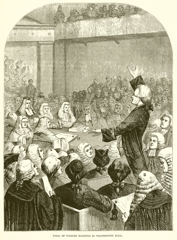 Trail of Warren Hastings i Westminster Hall af English School