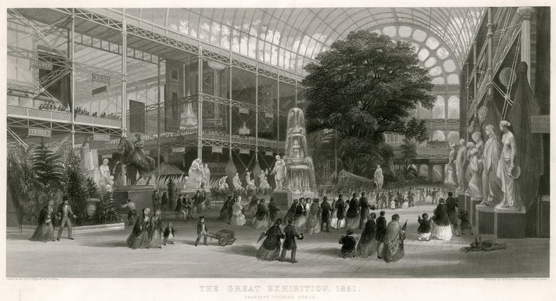 Transept ser mod nord, stor udstilling, 1851 af English School