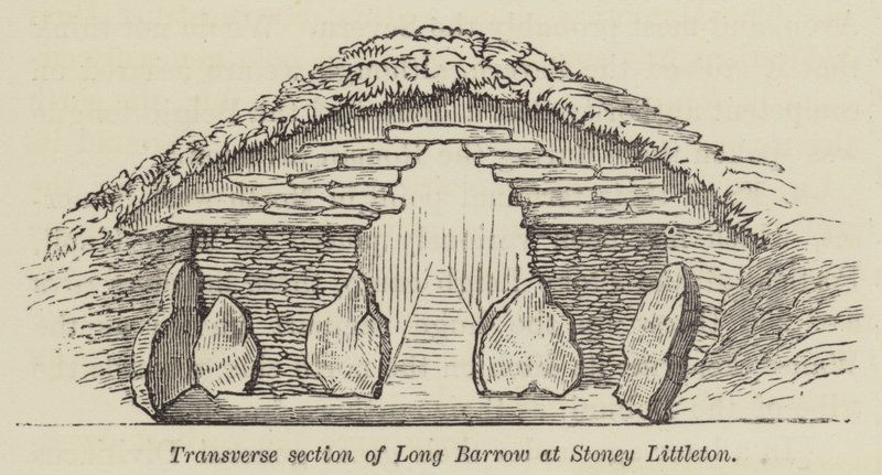 Tværsnit af Long Barrow ved Stoney Littleton (gravering) af English School