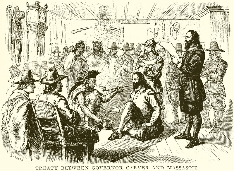 Traktat mellem guvernør Carver og Massasoit af English School