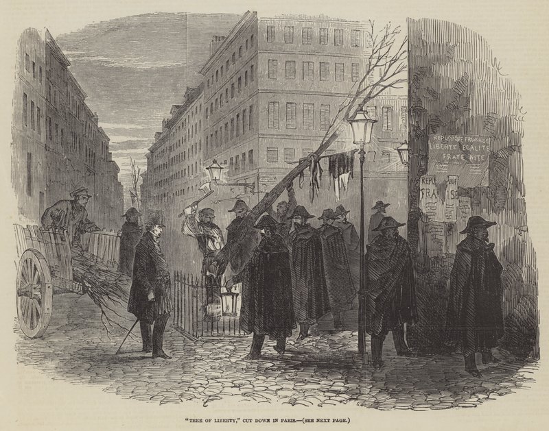 "Tree of Liberty," fældet i Paris (gravering) af English School