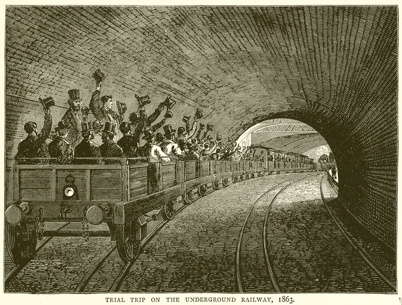 Prøvetur på den underjordiske jernbane, 1863 af English School