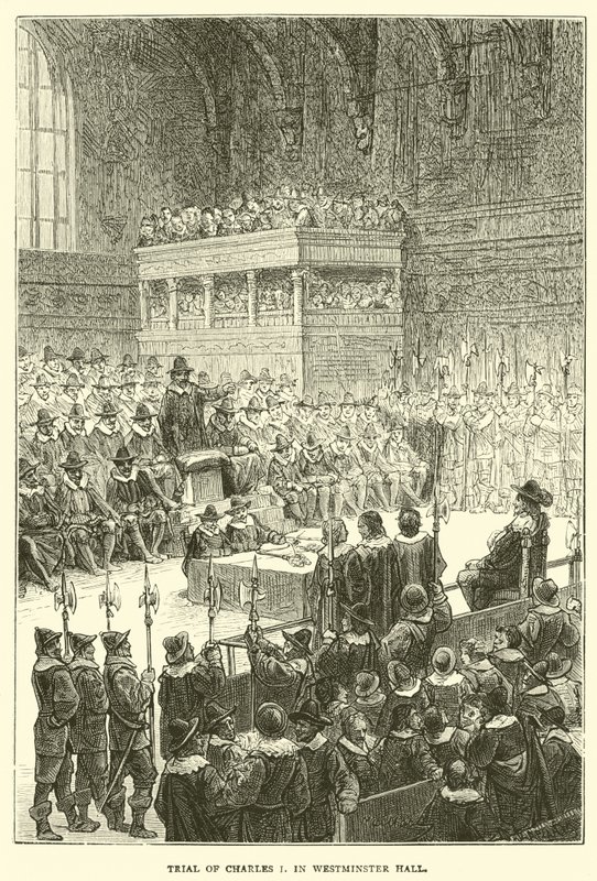 Retssagen mod Charles I i Westminster Hall af English School