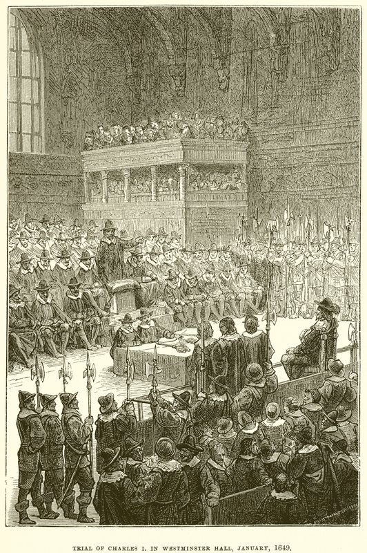 Retssag mod Charles I i Westminster Hall, januar 1649 af English School