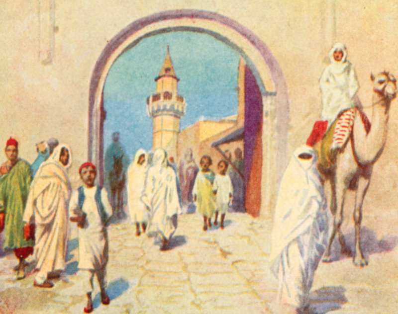 Tripoli, byporten (farvelitografi) af English School