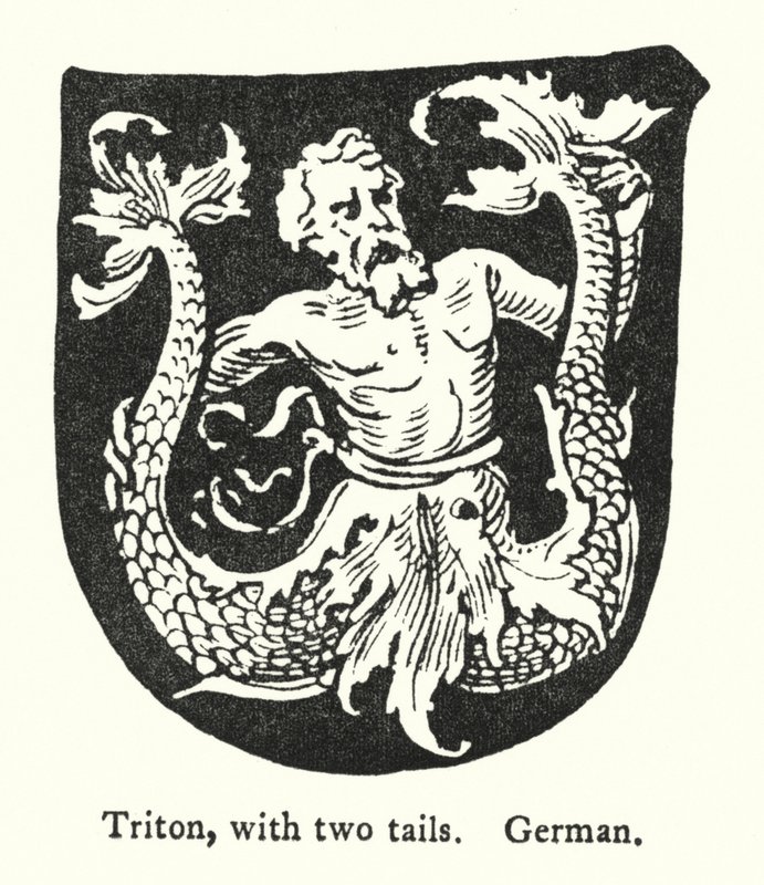 Triton, med to haler, tysk (gravering) af English School