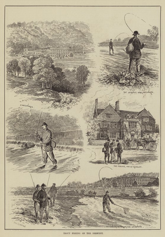 Ørredfiskeri på Derwent (gravering) af English School