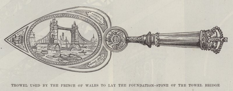 Murske brugt af prinsen af Wales til at lægge grundstenen til Tower Bridge (gravering) af English School