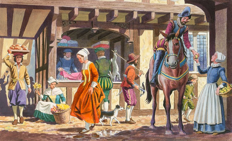 Tudor byscene af English School