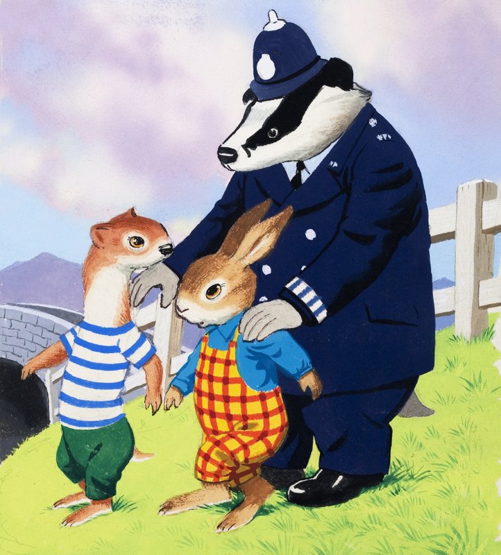 Tufty og politibetjent grævling af English School