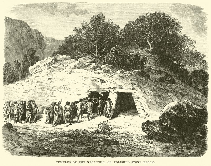 Tumulus af den yngre stenalder, eller poleret sten-epoke af English School