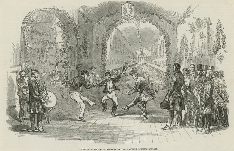 Underholdning på 12. nat på Hanwell Lunatic Asylum af English School