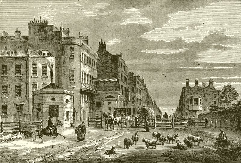 Tyburn Turnpike, 1820 af English School