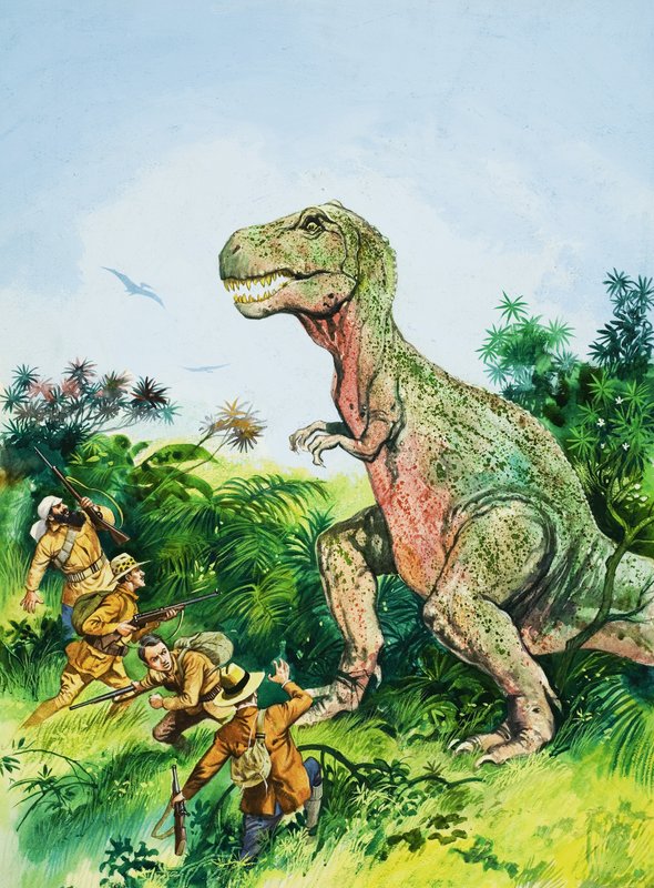 Tyrannosaurus Rex konfronterer mænd af English School