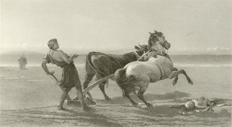 Ulysses pløjer kysten (dybtryk) af English School