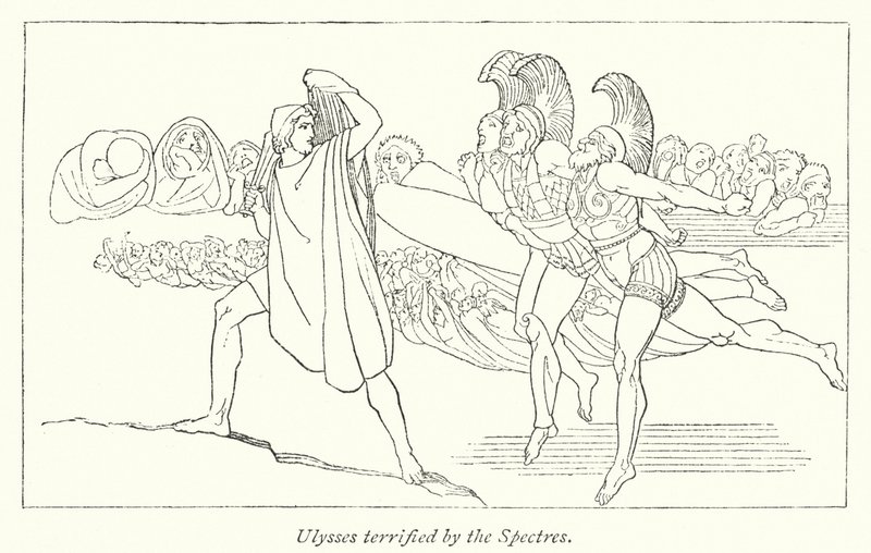 Ulysses skræmt af Spectres (litho) af English School