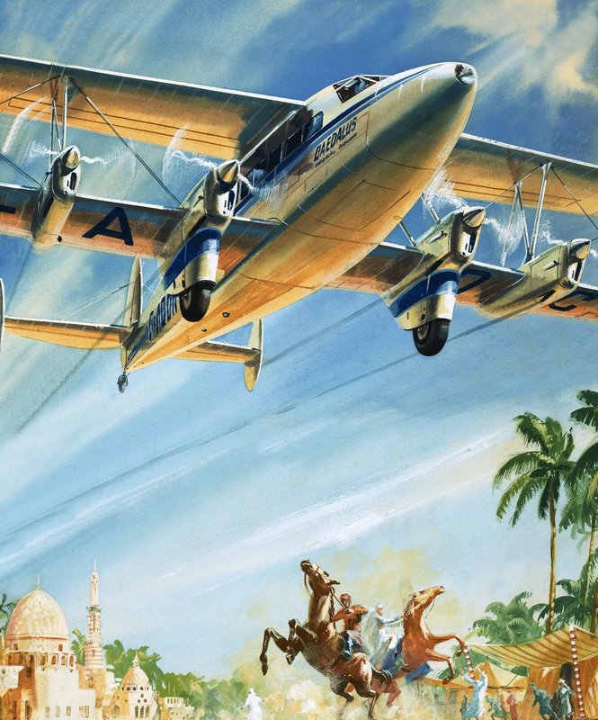 Uidentificeret biplan flyver over Nordafrika af English School
