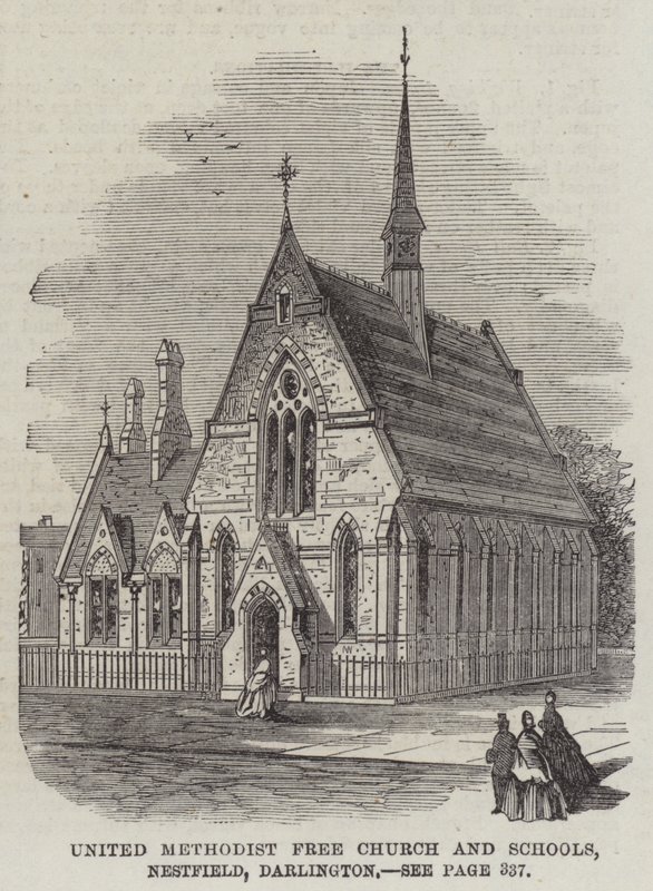 United Methodist Free Church and Schools, Nestfield, Darlington (gravering) af English School