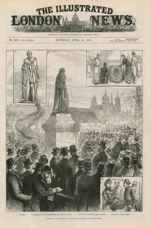 Afsløring af statuen af Lord Beaconsfield i Westminster af English School